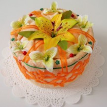 Textilní dort  jednopatrový - lososový květ
