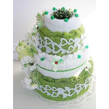 Textilní dort třípatrový (žluto zelený)