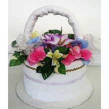 Textilní dort - květinový košík