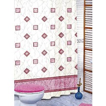 Koupelnový závěs 180x200 cm (růžové čtverce)