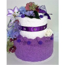 Textilní dort dvoupatrový fialovo-bílý