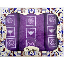Dárkově balené vyšívané ručníky s osuškou (9-fialová)