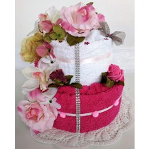 Veratex Textilní dort dvoupatrový růžová růže