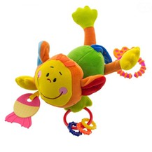 Plyšová hračka s kousátkem a chrastítkem  - Opička - zelená
