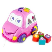 Dětská hračka, vkládačka Veselé autíčko - růžové