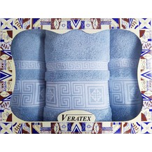 Luxusní dárkový froté set 1 osuška 2 ručníky - Řecká kolekce modrá 500g m2