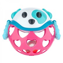 Interaktivní hračka Canpol Babies, míček s chrastítkem - Pejsek růžový