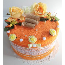 Veratex Textilní dort oranžový květ jednopatrový