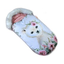Fusak Baby Nellys Winter Friends Lux velvet s kožešinkou, 105x55 cm - medvíd./pudrově růž.