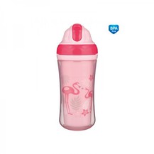 Canpol babies Sportovní láhev se slámkou Plameňáci - růžová, 260 ml