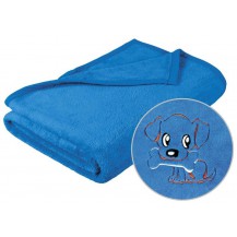 Dětská micro deka 75x100cm modrá s výšivkou